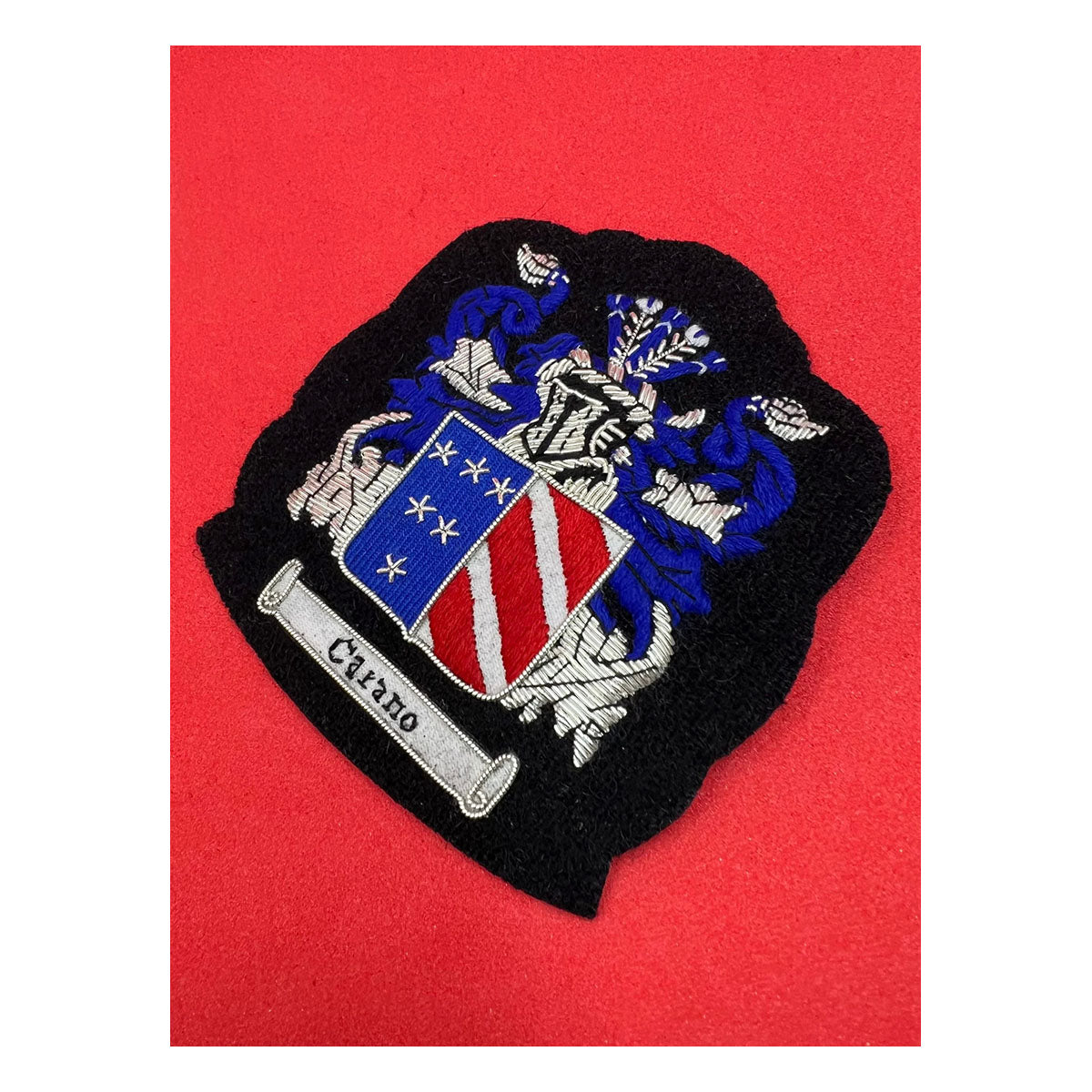 Carano Family Crest Badge Carano Hand Embroidered Bullion and Wire Family Crest Jacket Patch