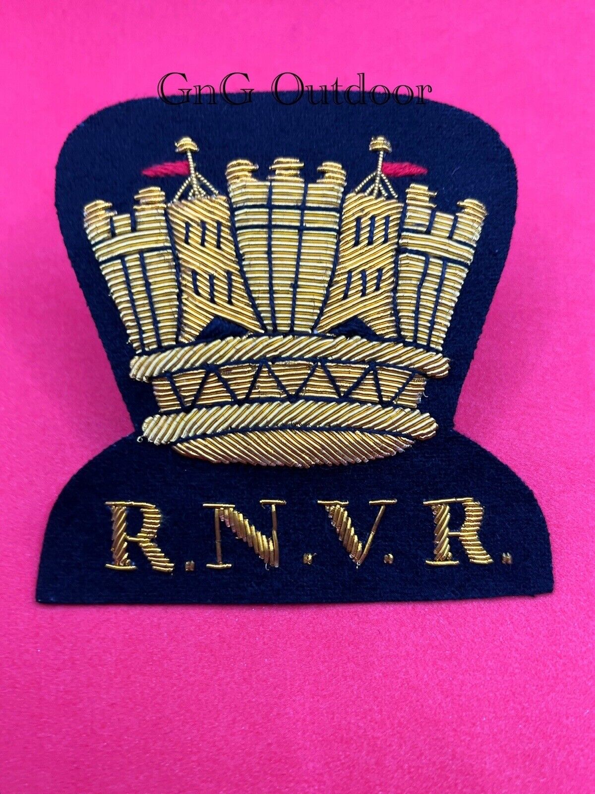 British Royal Naval Volunteer Reserve Blazer Badge RNVR Hand Embroidered Badge