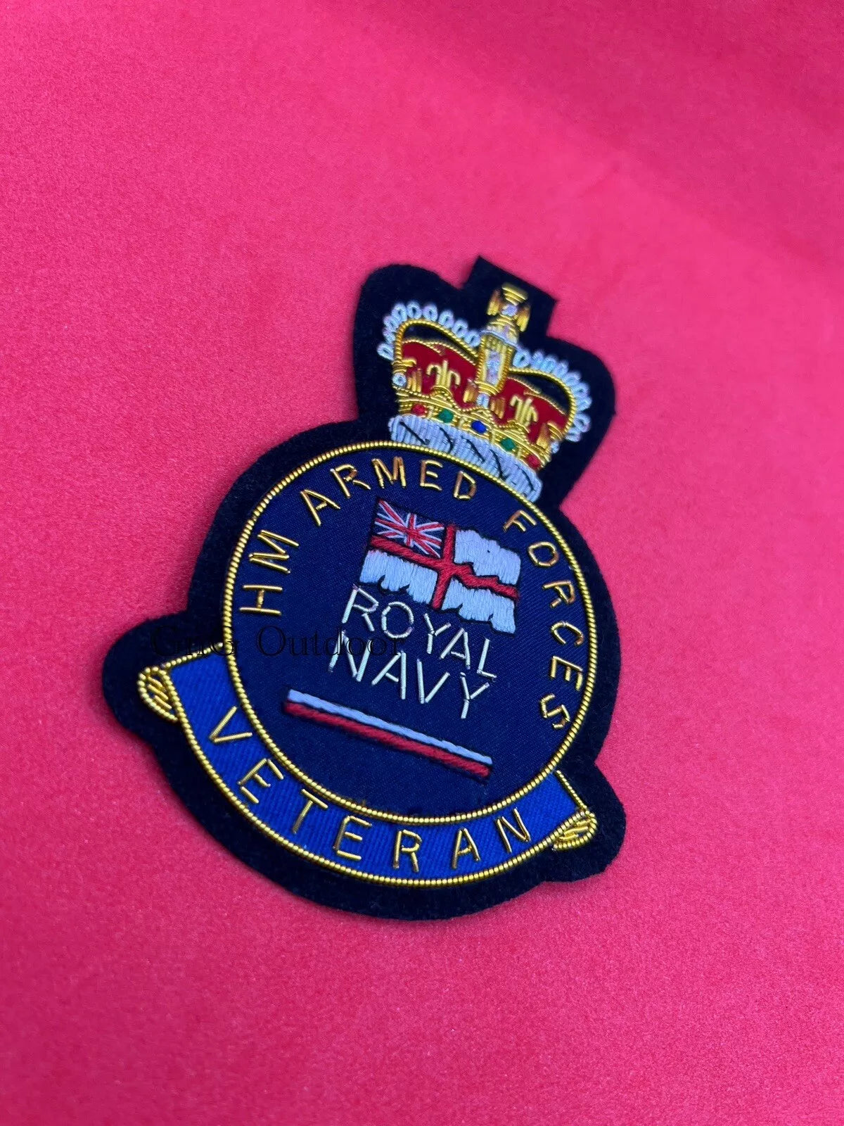 HM Armed Force Royal Navy Veterans Blazer Badge HM Forces Embroidered Bullion Wire Blazer Badge