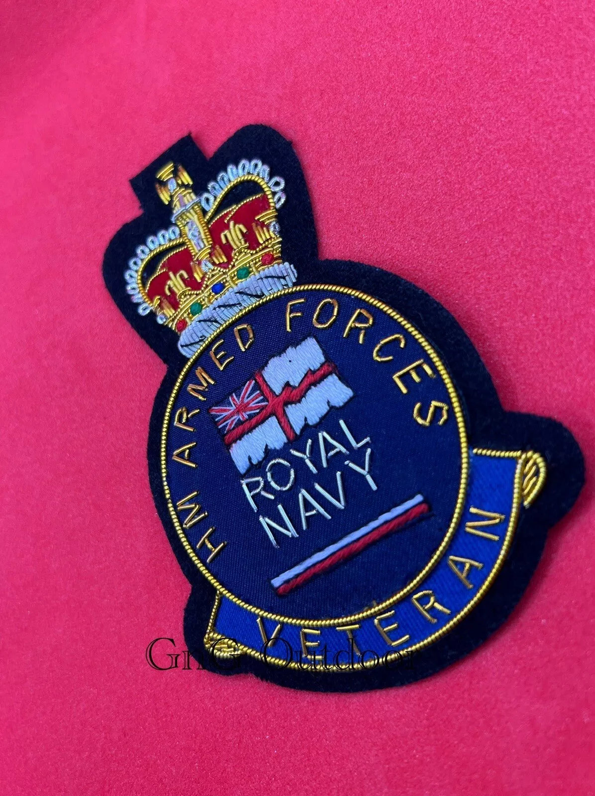 HM Armed Force Royal Navy Veterans Blazer Badge HM Forces Embroidered Bullion Wire Blazer Badge
