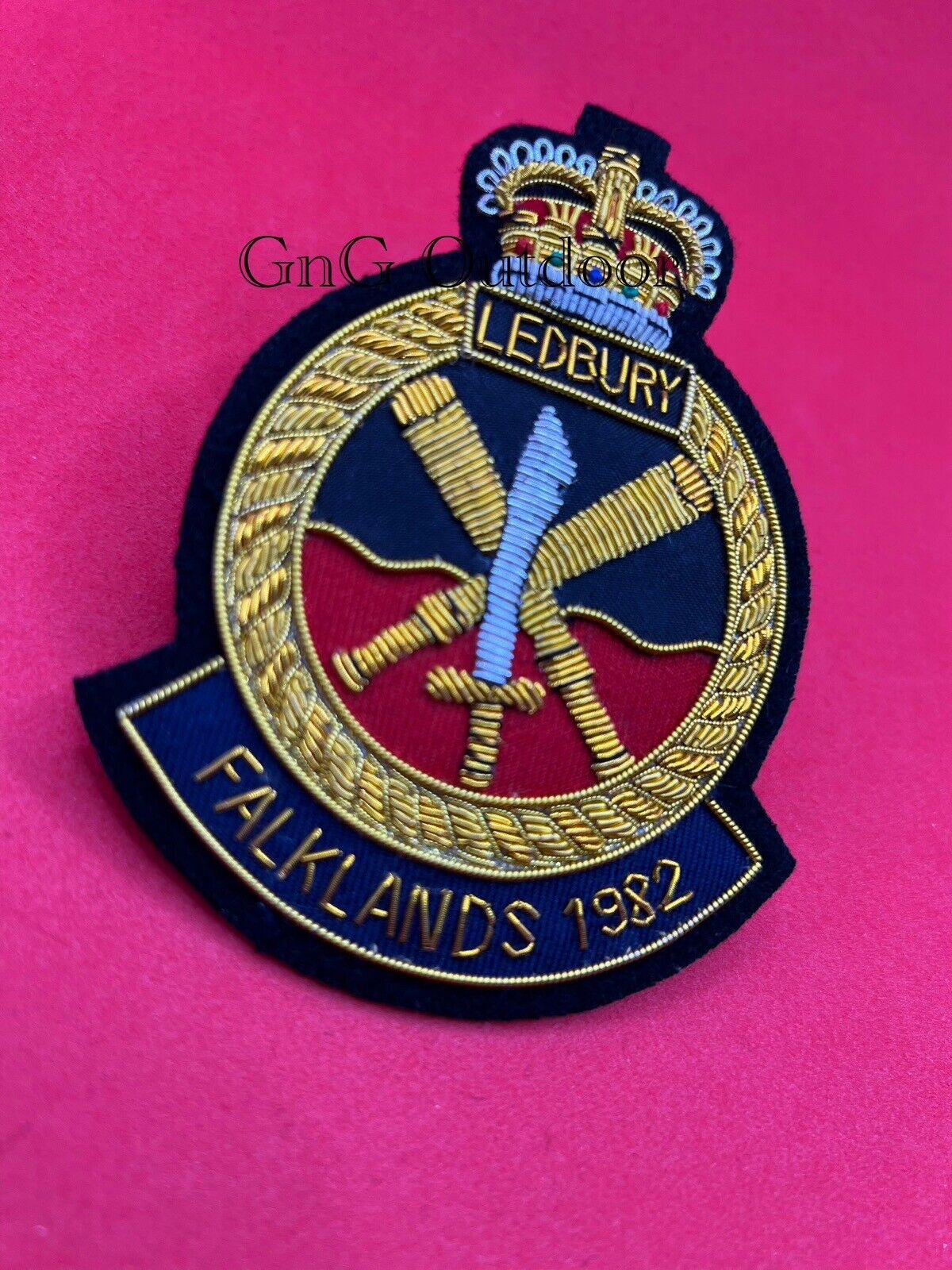 HMS Ledbury Falklands 1982 Blazer Badge Royal Navy Embroidered Wire Blazer Badge
