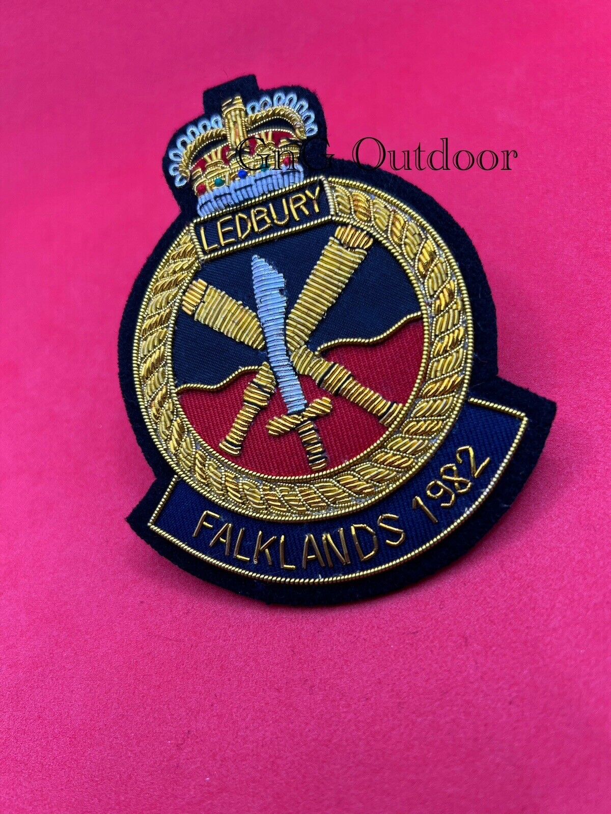 HMS Ledbury Falklands 1982 Blazer Badge Royal Navy Embroidered Wire Blazer Badge