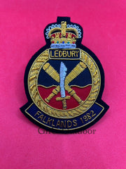 HMS Ledbury Falklands 1982 Blazer Badge Royal Navy Embroidered Wire Blazer Badge