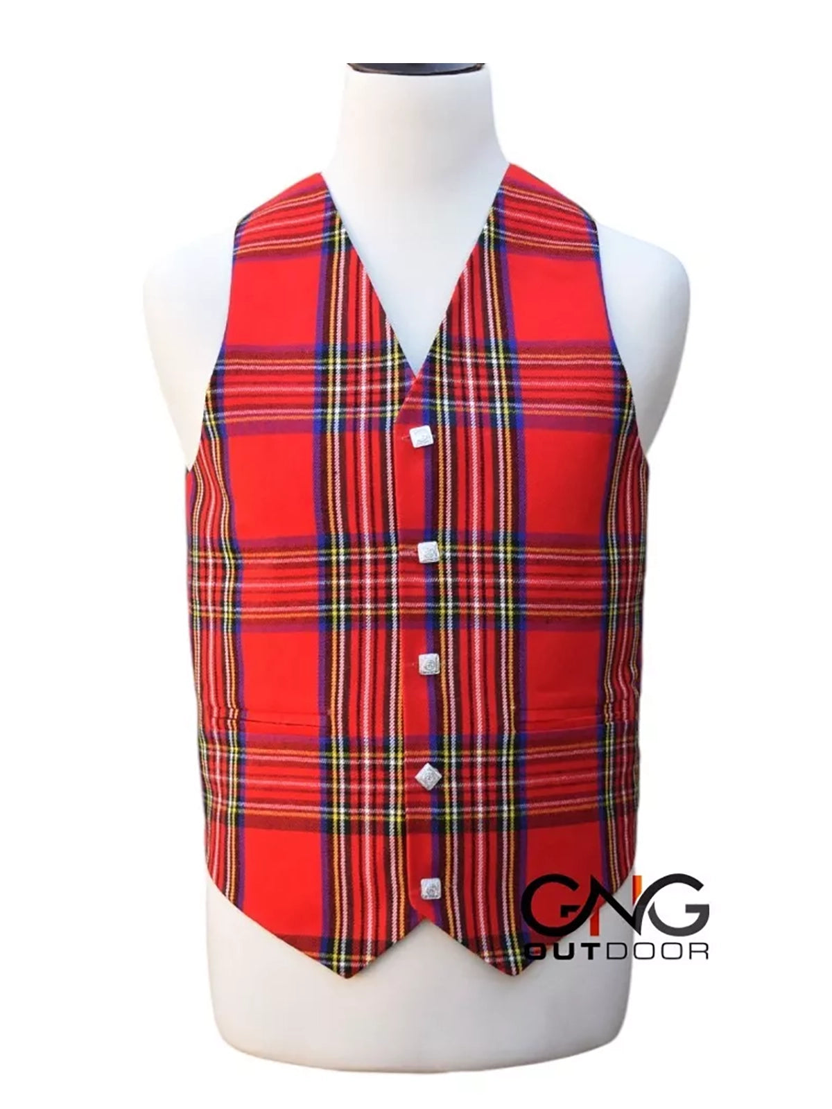 Men's Wedding Wallace Tartan Vest 5 Button Scottish Kilt Waistcoat
