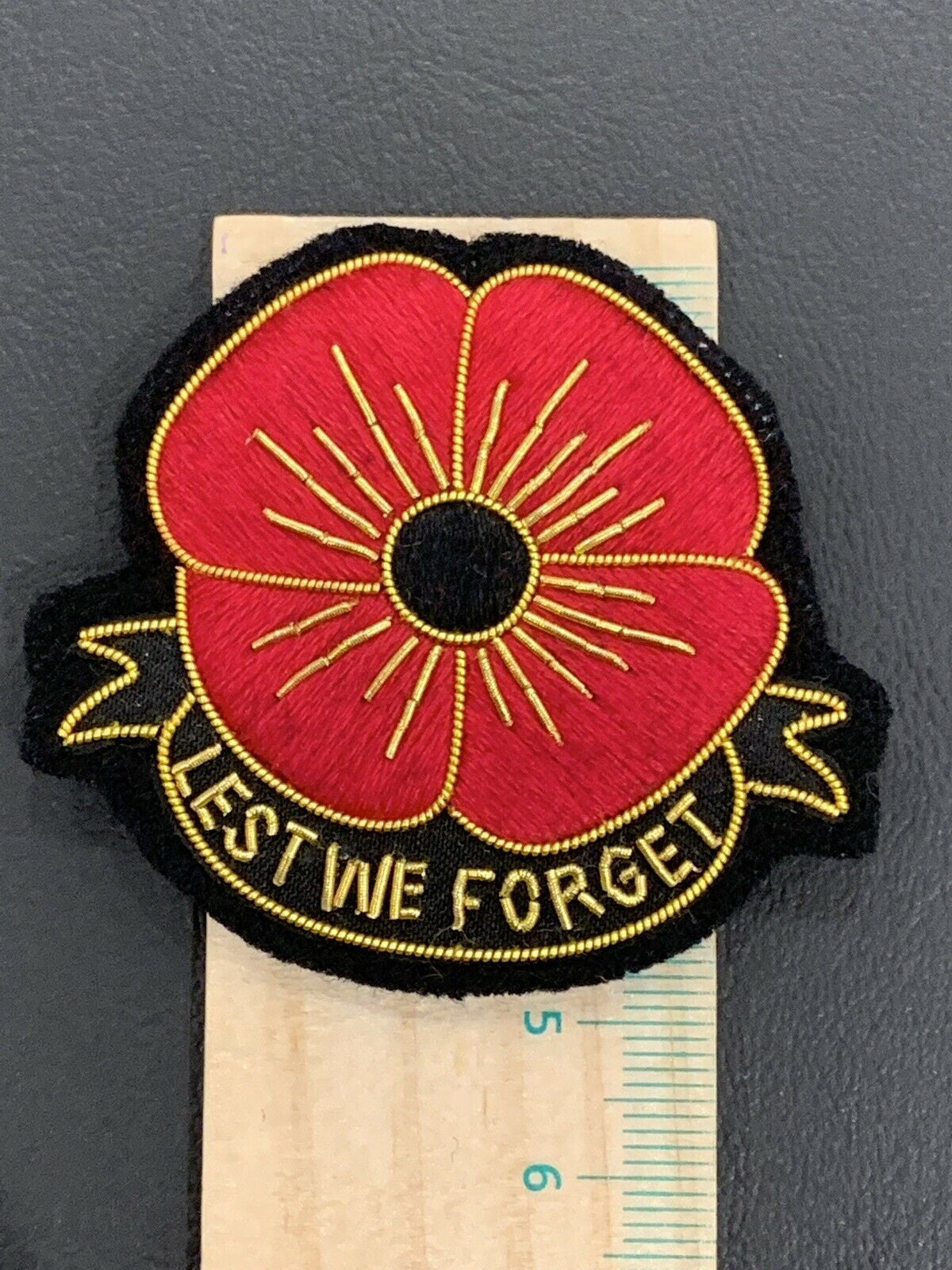 Lest We Forget Blazer Badge Hand Embroidered With Bullion, Wire And Threads