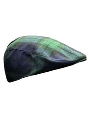 Scottish Men's Black Watch Tartan Flat Hat Elastic Fitting Tartan Cap