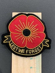 Lest We Forget Blazer Badge Hand Embroidered With Bullion, Wire And Threads