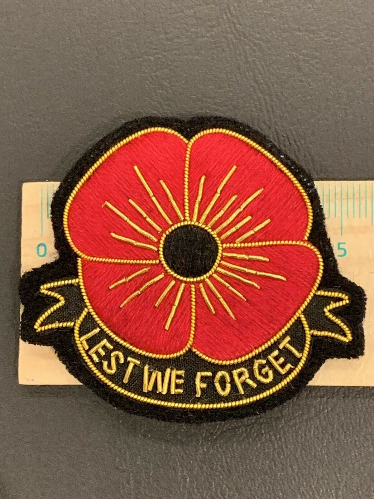Lest We Forget Blazer Badge Hand Embroidered With Bullion, Wire And Threads