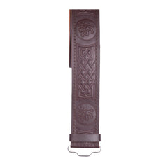 Men's Brown Leather Lion Rampant Embossed Kilt Belt Adjustable Size (S - 3XL)