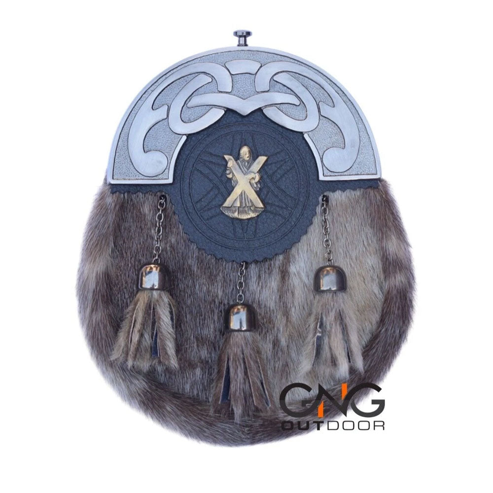 Men's Scottish Antique Badge Sporran Highland Wedding Kilt Set Sporran