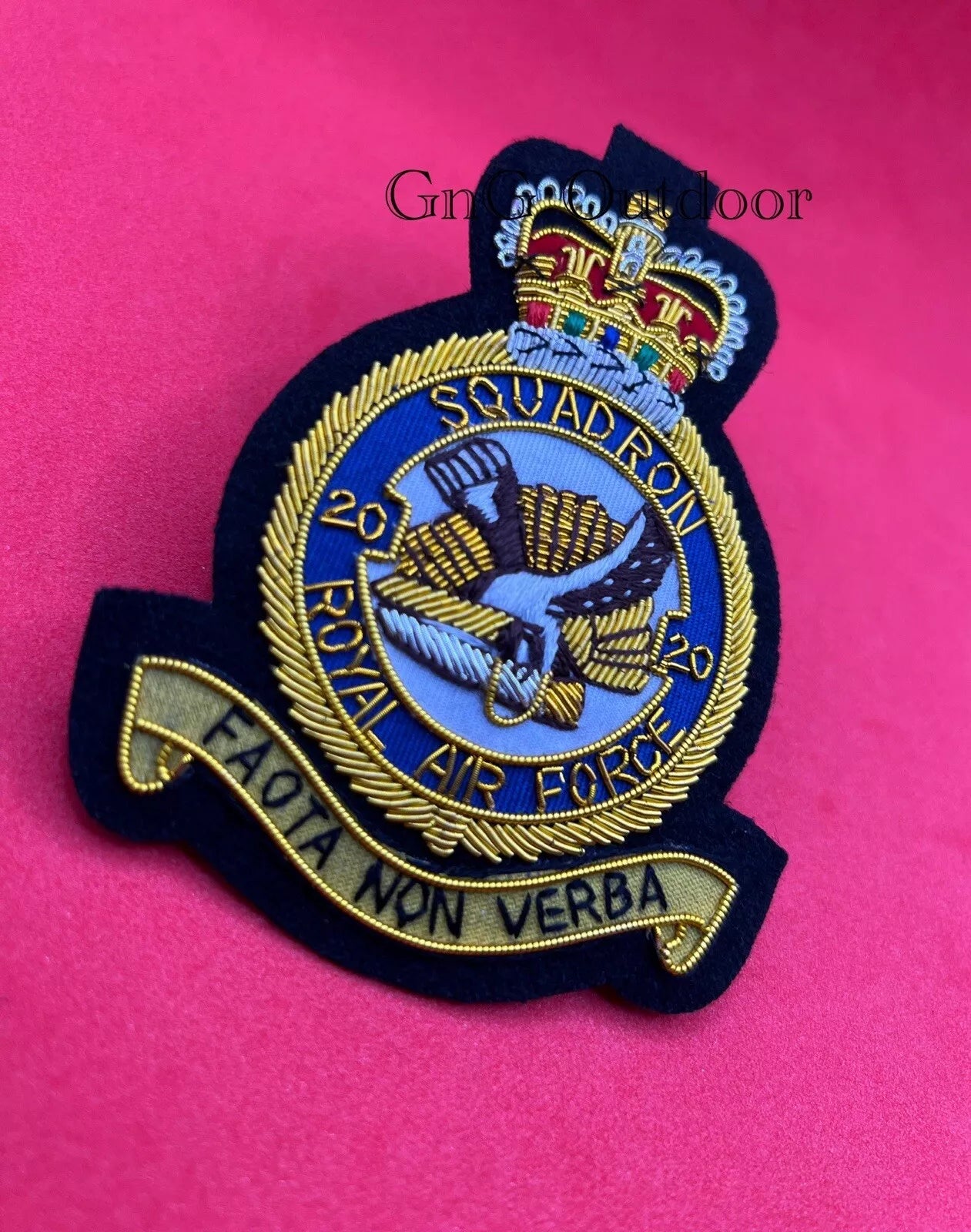 Royal Air Force 20 Squadron Blazer Badge RAF Hand Embroidered Bullion Wire Badge
