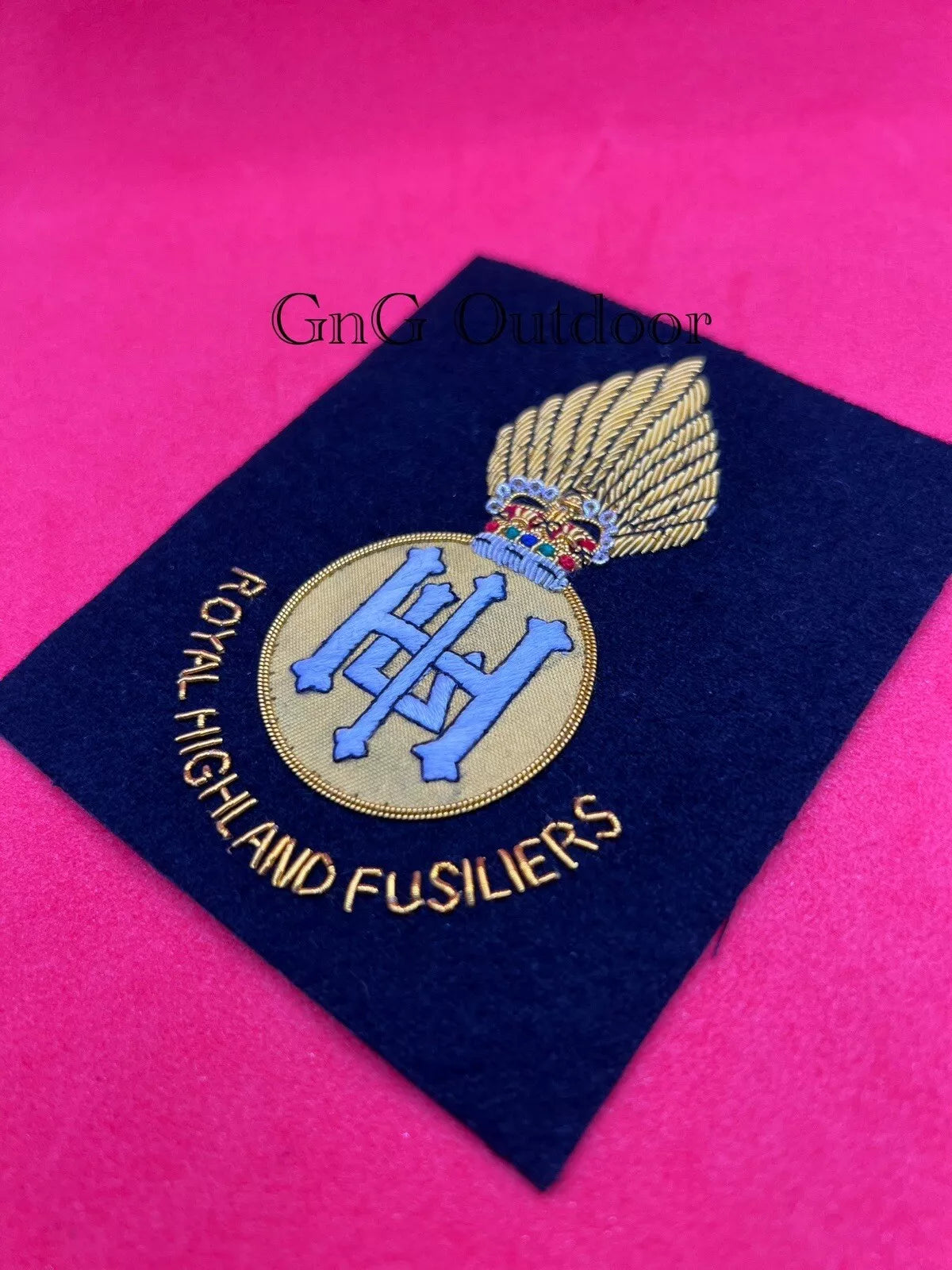 Royal Highland Fusiliers Blazer Badge RHF Hand Embroidered Bullion Wire Blazer Badge