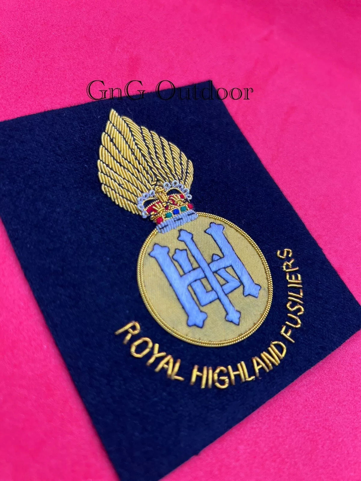 Royal Highland Fusiliers Blazer Badge RHF Hand Embroidered Bullion Wire Blazer Badge