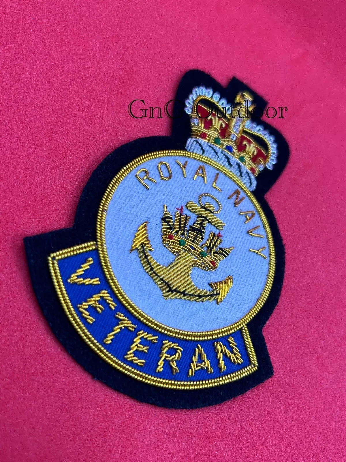 Royal Navy Veterans Blazer Badge HM Forces Hand Embroidered Bullion Wire Blazer Badge