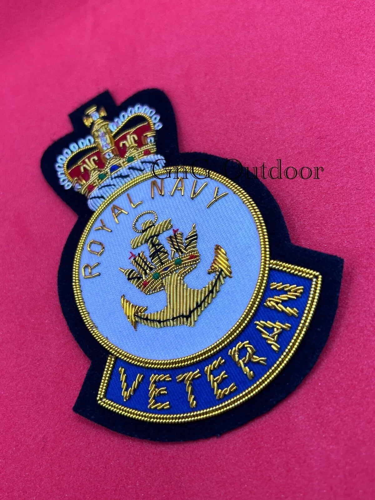 Royal Navy Veterans Blazer Badge HM Forces Hand Embroidered Bullion Wire Blazer Badge