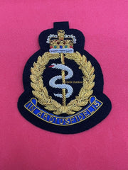RAMC Blazer Badge Royal Army Medical Corps Embroidered Bullion Wire Blazer Badge