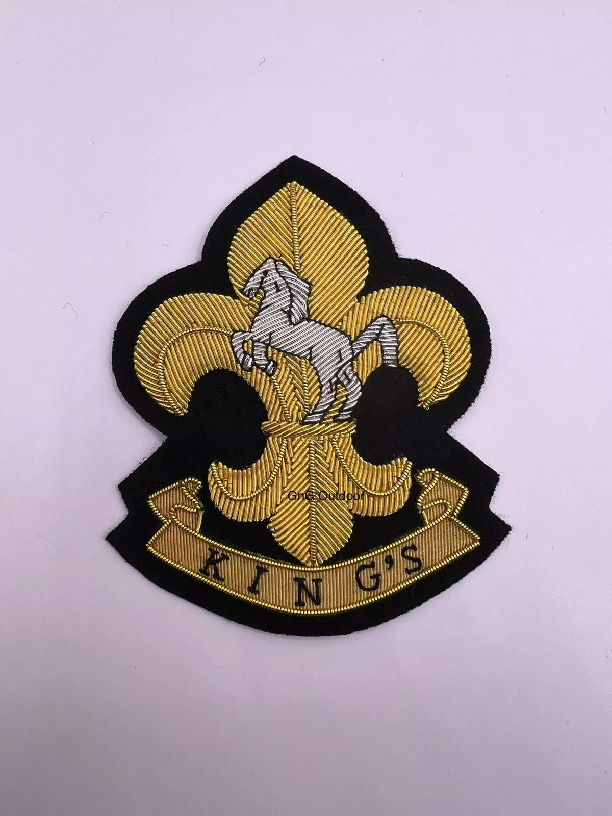 King’s Regiment Blazer Badge King’s Hand Embroidered Bullion Wire Blazer Badge