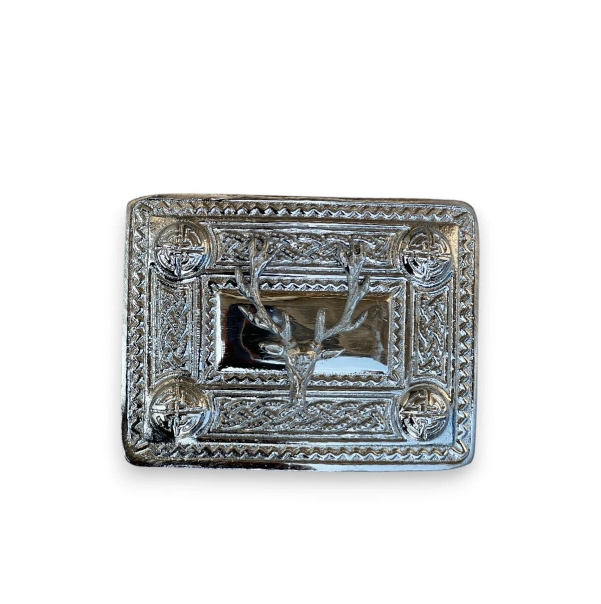 Scottish Staghead Badge kilt Belt Buckle Chrome Finish Belt Buckle