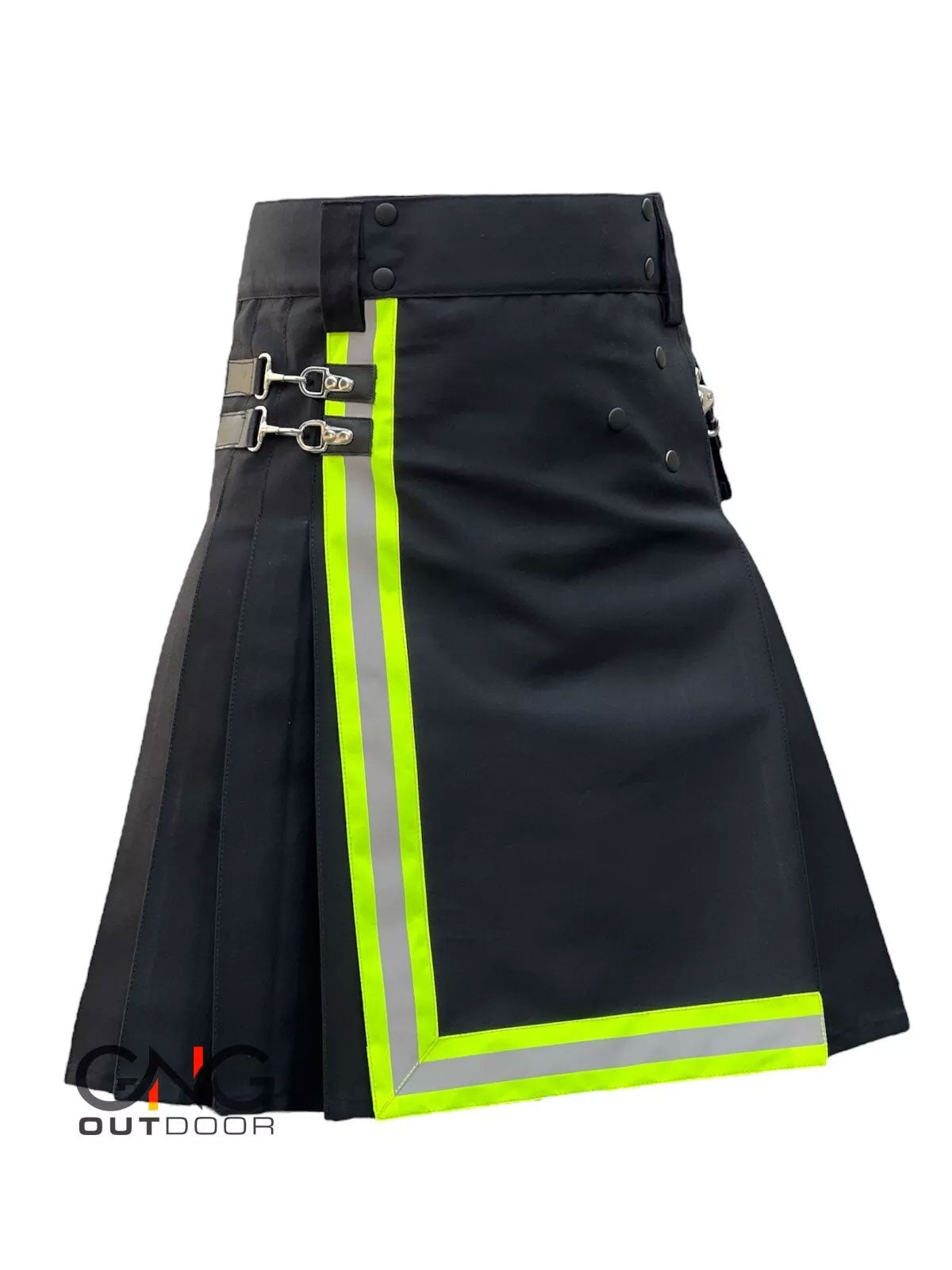 Men's Scottish Fire fighter Black Utility Kilt Fireman Tactical Kilt