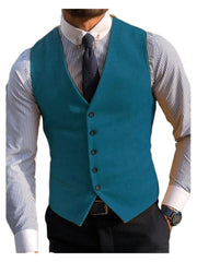 Men's Wedding Teal Wool 5 Button Vest Scottish Kilt Waistcoat