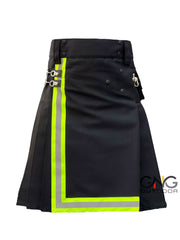 Men's Scottish Fire fighter Black Utility Kilt Fireman Tactical Kilt
