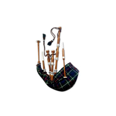 Scottish Brown Bagpipe Mackenzie Tartan Silver Mounts Rosewood Highland Bagpipe