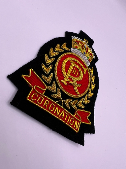 King Charles Coronation Blazer Badge CRIII Hand Embroidered Bullion and Wire Blazer Crest