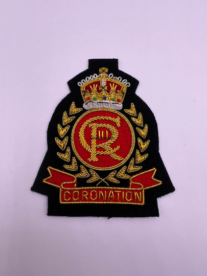 King Charles Coronation Blazer Badge CRIII Hand Embroidered Bullion and Wire Blazer Crest
