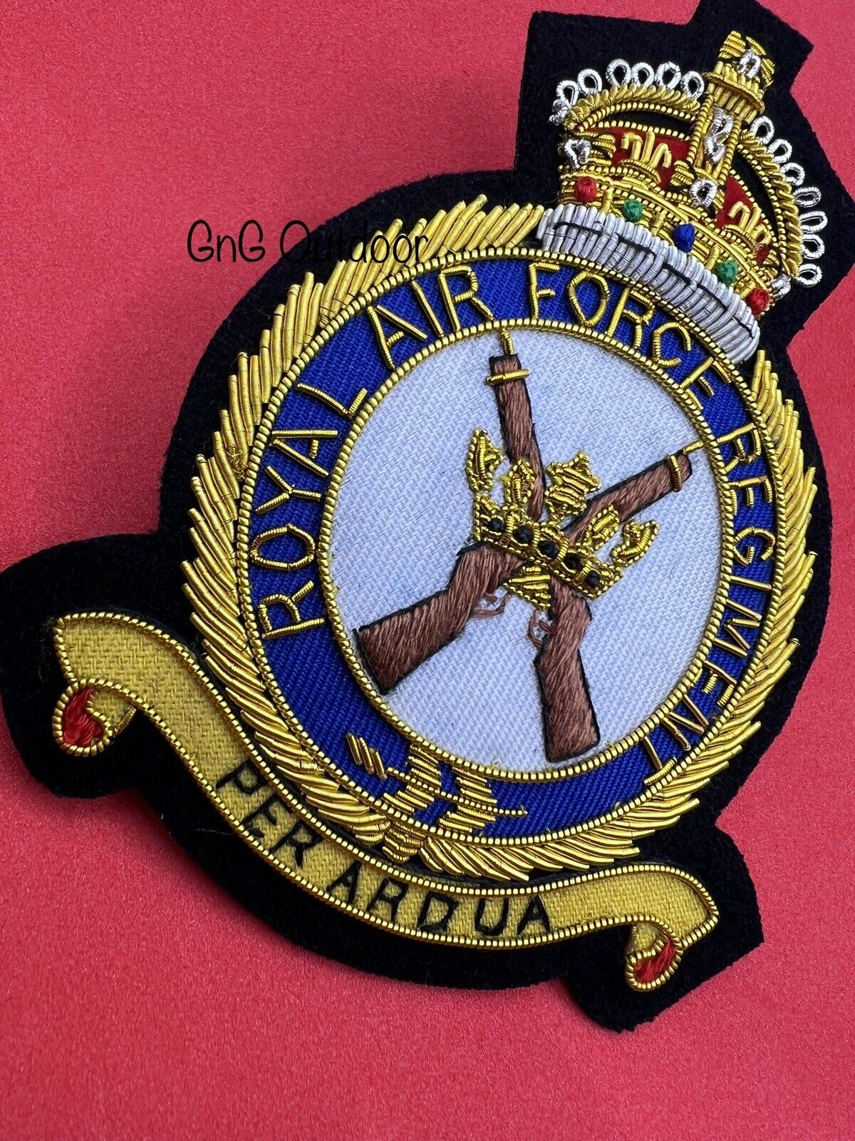 King’s Crown Royal Air Force Regiment Embroidered Bullion And Wire Blazer Badge