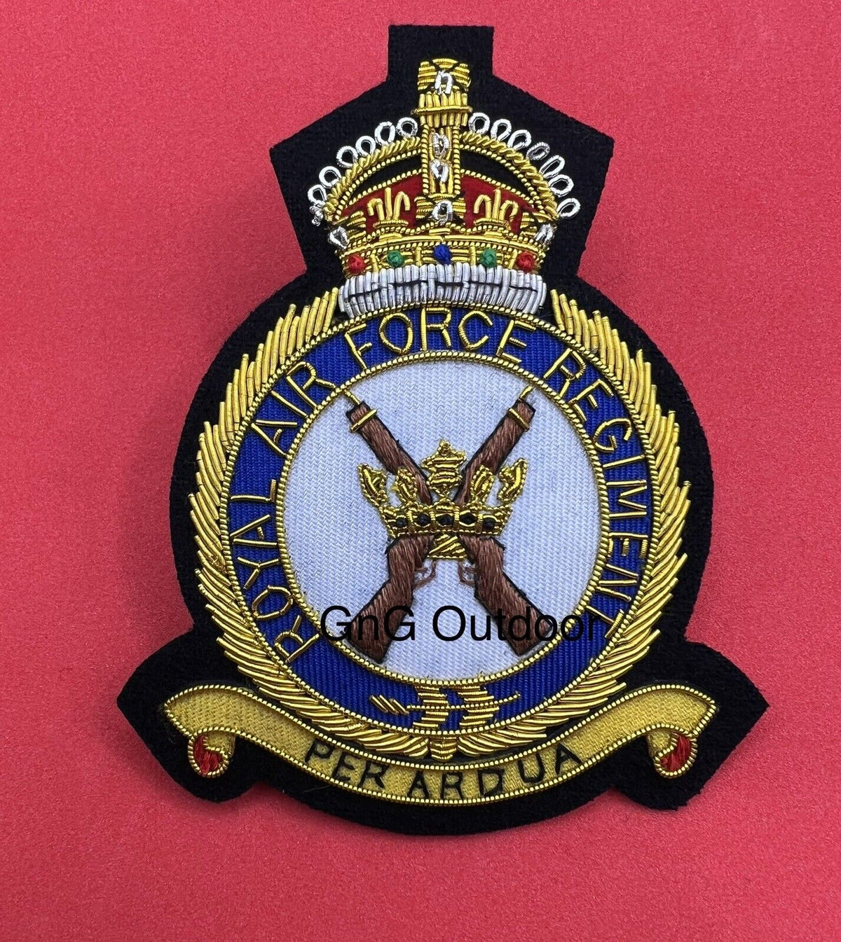 King’s Crown Royal Air Force Regiment Embroidered Bullion And Wire Blazer Badge