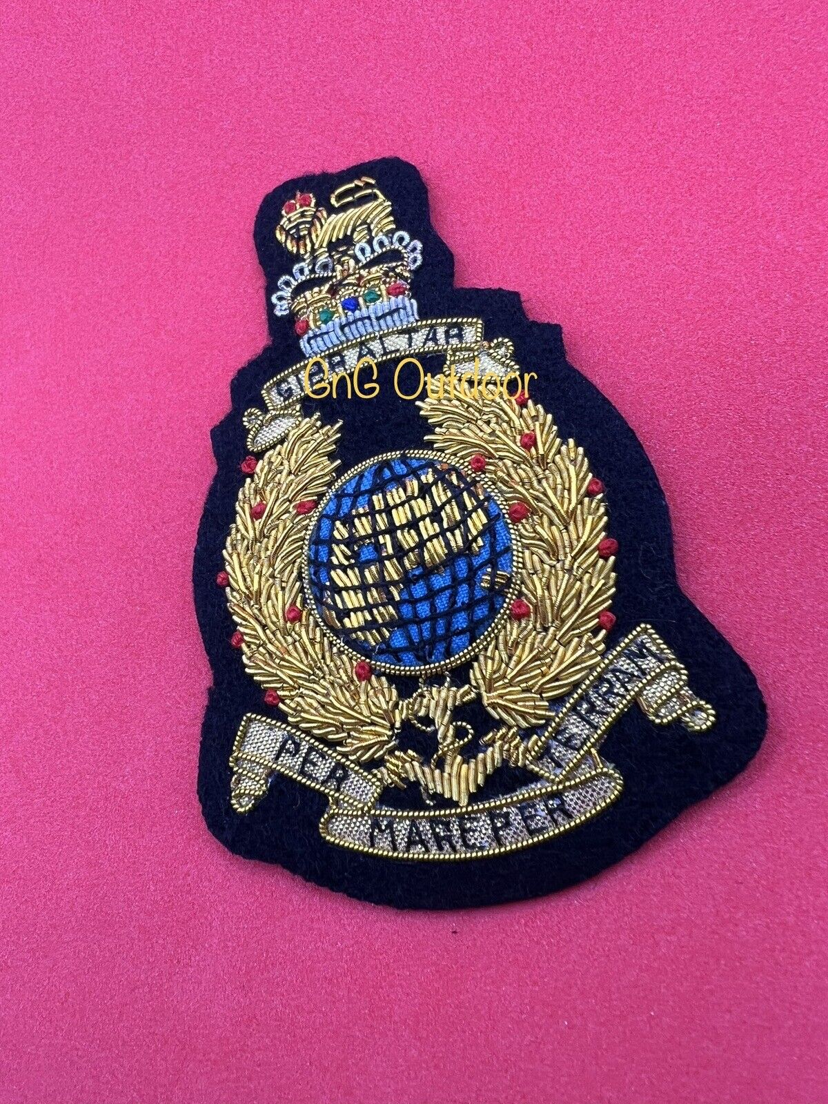 Queen’s Crown The Corps of Royal Marines Embroidered Bullion Wire Blazer Badge