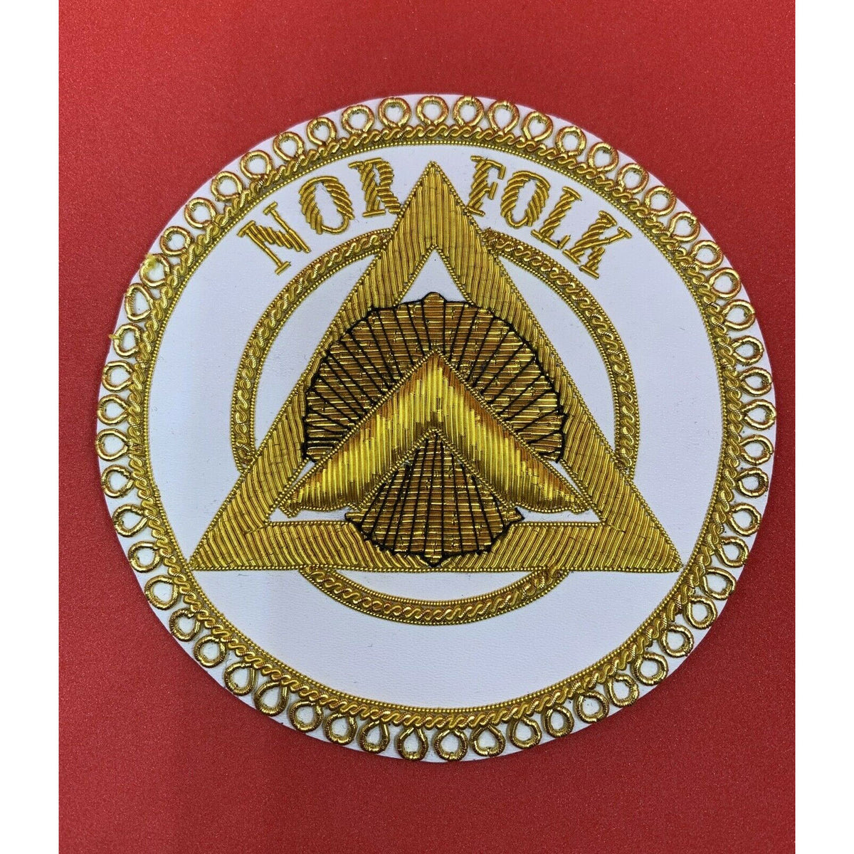 Masonic Apron Badge Norfolk Hand Embroidered With Bullion And Wire Masonic Badge