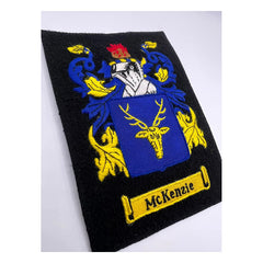 Harvey Family Crest Badge Hand Embroidered Bullion and Wire Family Crest Badges
