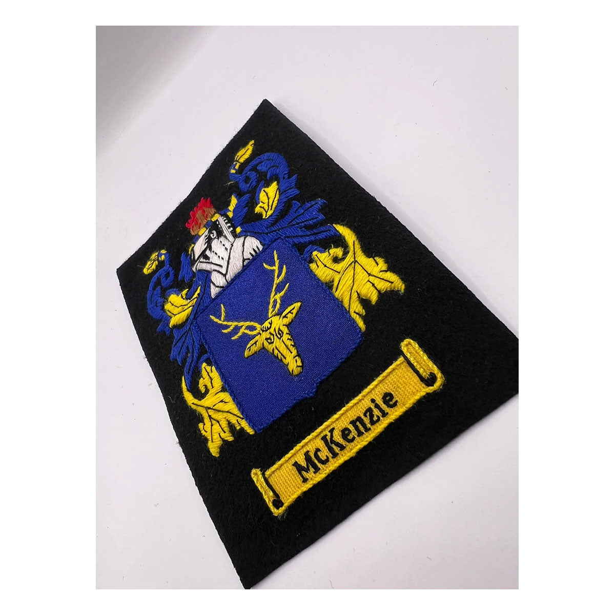 Harvey Family Crest Badge Hand Embroidered Bullion and Wire Family Crest Badges