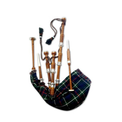 Scottish Brown Bagpipe Mackenzie Tartan Silver Mounts Rosewood Highland Bagpipe