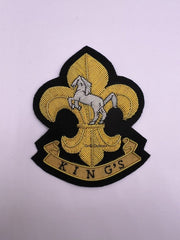 King’s Regiment Blazer Badge King’s Hand Embroidered Bullion Wire Blazer Badge