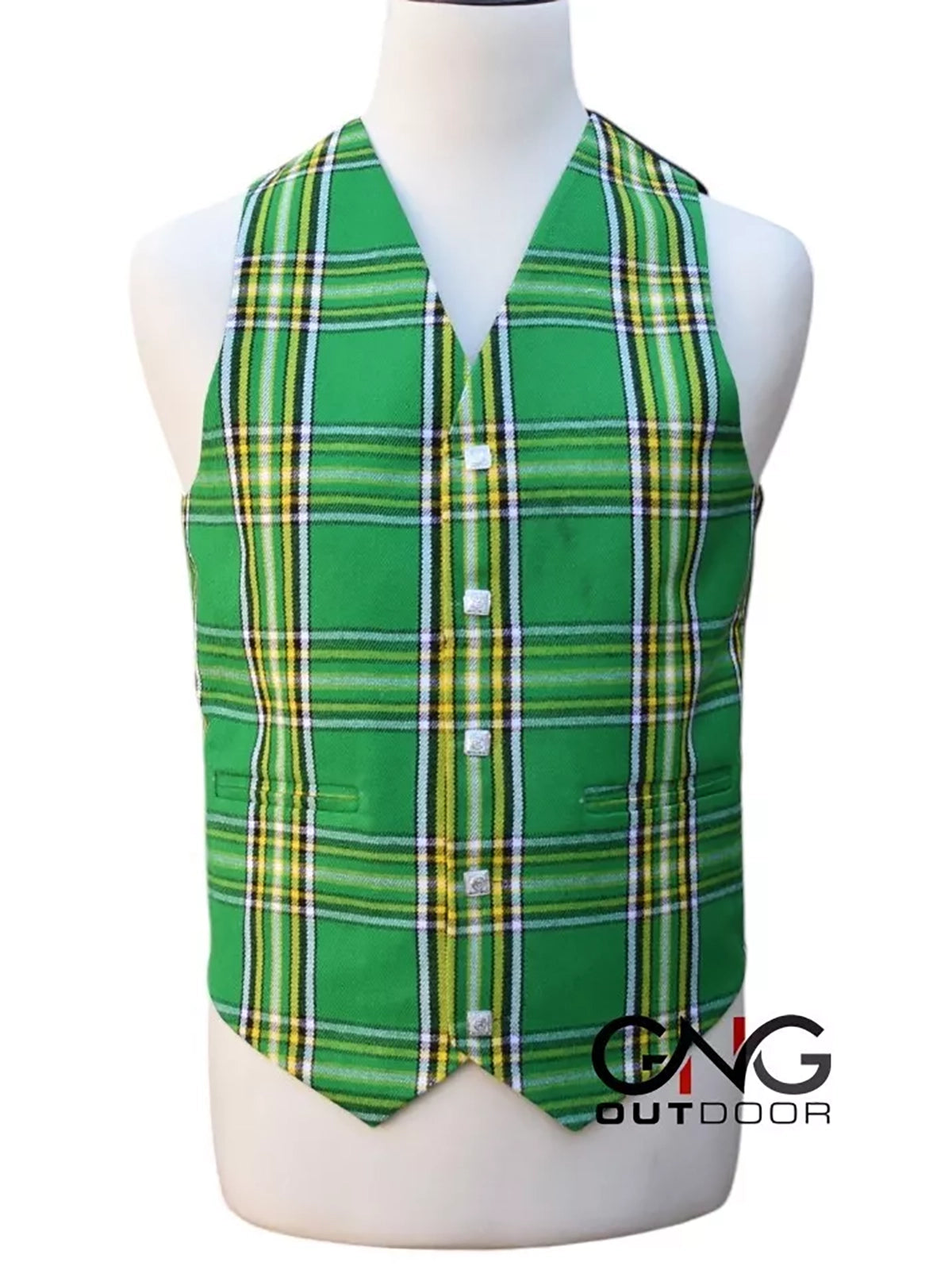Men's Wedding Irish Tartan Vest 5 Button Scottish Kilt Waistcoat