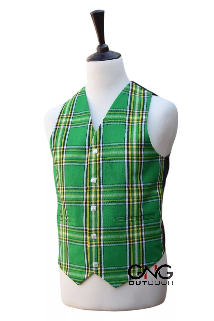 Men's Wedding Irish Tartan Vest 5 Button Scottish Kilt Waistcoat