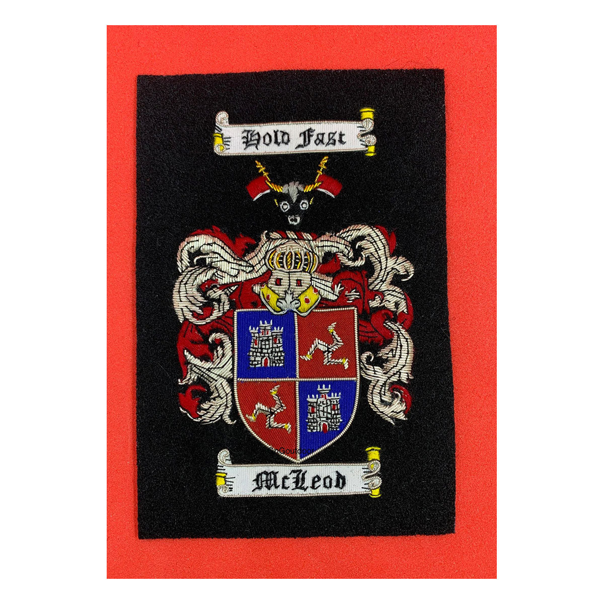 Mcleod Family Crest Badge Hand Embroidered Bullion and Wire Family Crest Badges