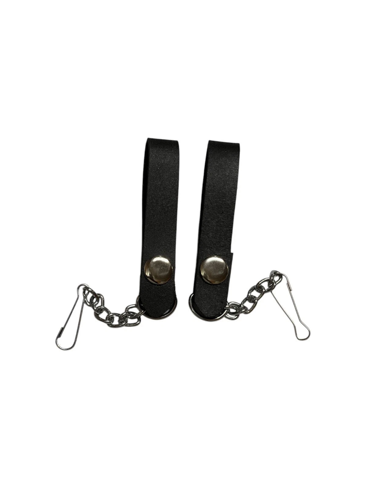 Scottish Black Leather Pair of Sporran Suspenders with Chain and Hook