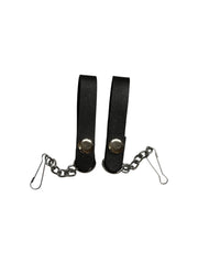Scottish Black Leather Pair of Sporran Suspenders with Chain and Hook