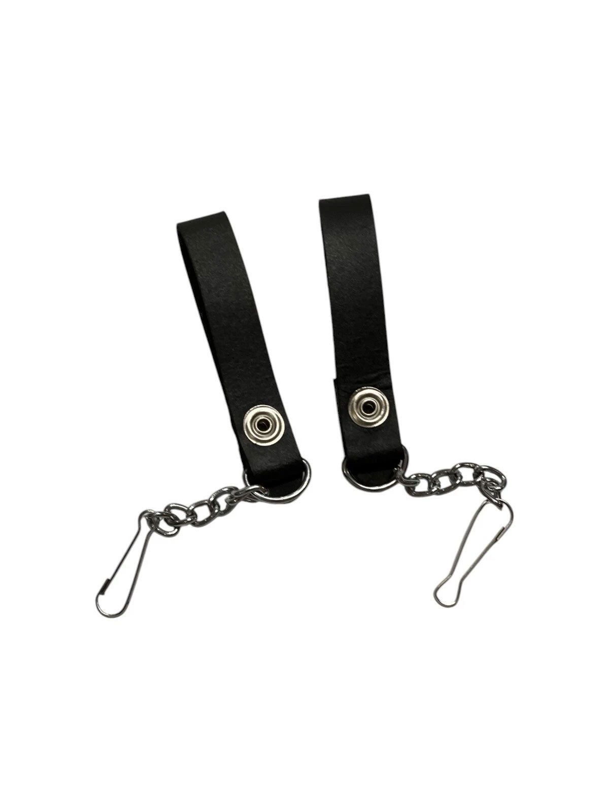 Scottish Black Leather Pair of Sporran Suspenders with Chain and Hook