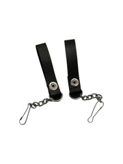 Scottish Black Leather Pair of Sporran Suspenders with Chain and Hook