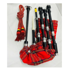 Scottish Bagpipe Royal Stewart Silver Mounts Rosewood Highland Bagpipe