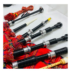 Scottish Bagpipe Royal Stewart Silver Mounts Rosewood Highland Bagpipe