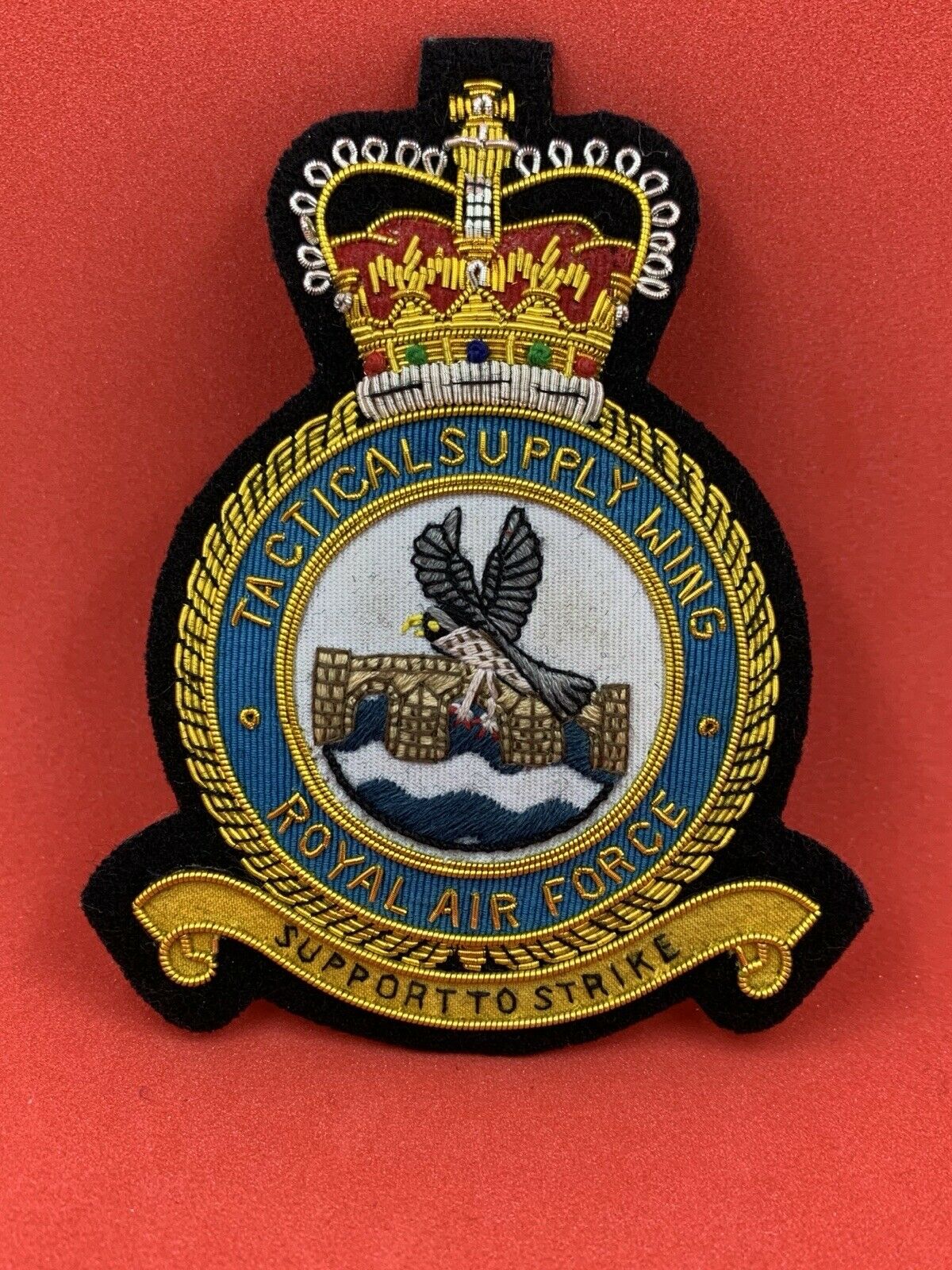 Royal Air Force Tactical Supply Wing Blazer Badge RAF Embroidered Bullion Badge