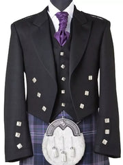 Men’s Scottish Black Prince Charlie jacket and 5 button waistcoat