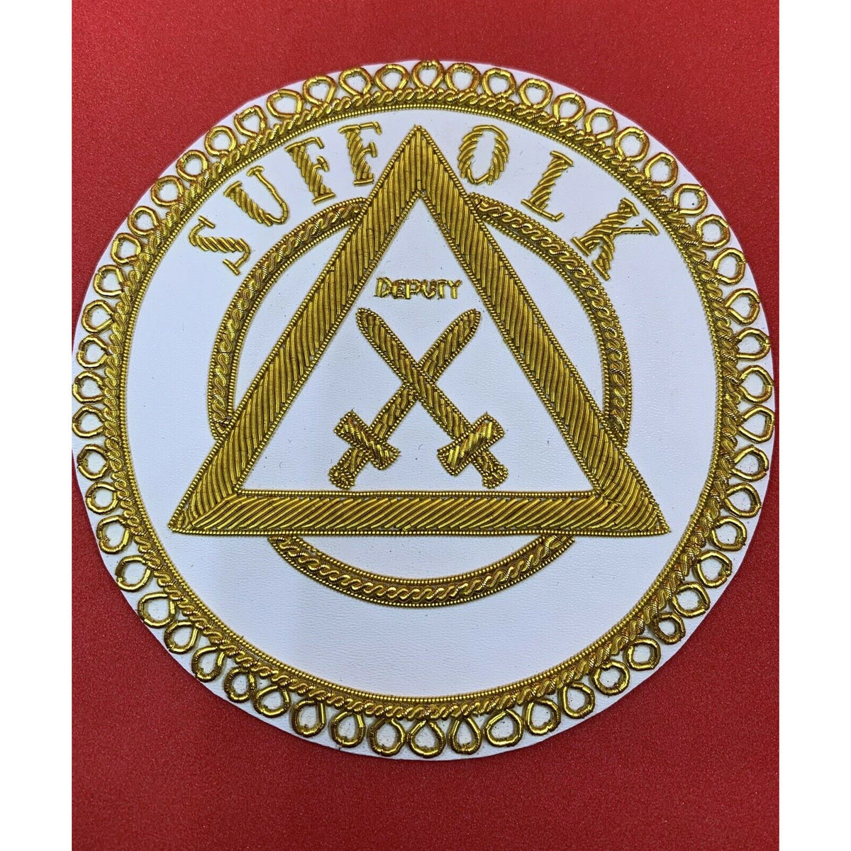 Masonic Apron Badge Suffolk Hand Embroidered Bullion And Wire Apron Badges
