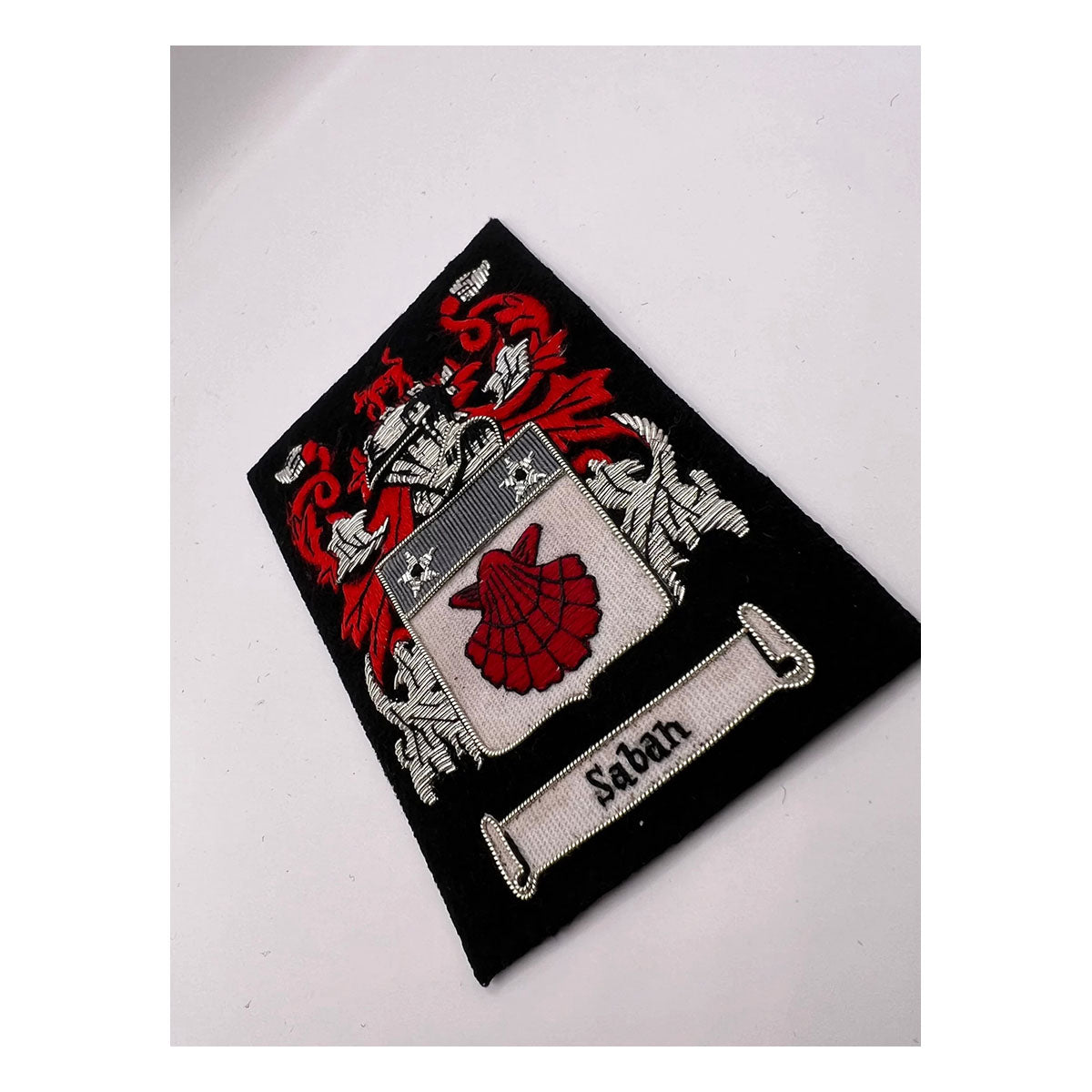Saban Family Crest blazer Badge Hand Embroidered Bullion and Wire Family Crest Badges