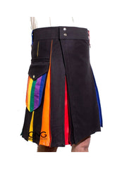 Men's New Rainbow Hybrid Pride Kilt LGBT Gay Kilt Modern Utility Kilt Size 28-62